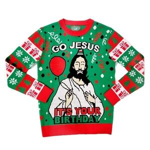 TStars Go Jesus Its Your Birthday Christmas Holiday Sweater Unisex Size XS